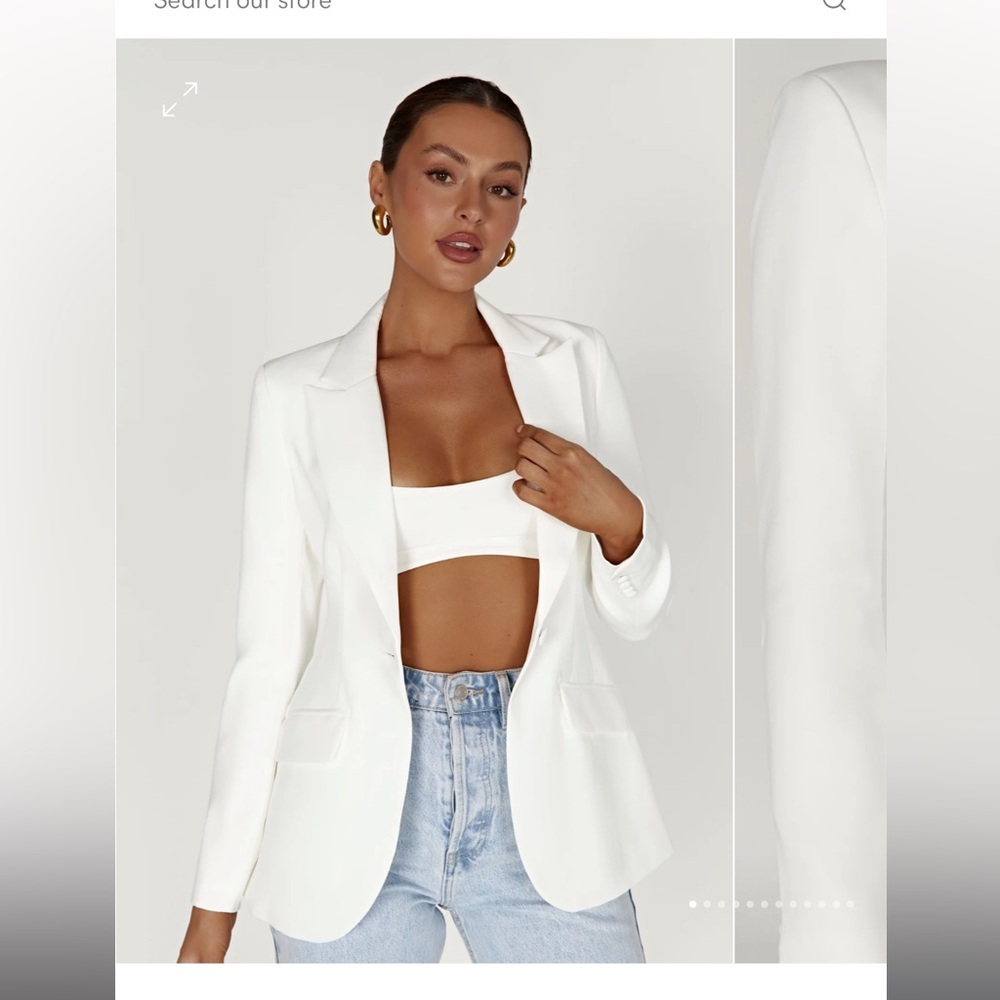 Helda Fitted Cinched Waist Blazer - White